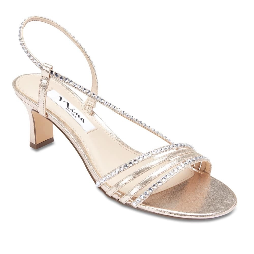 Nina Gold Rhinestone Embellished Heels